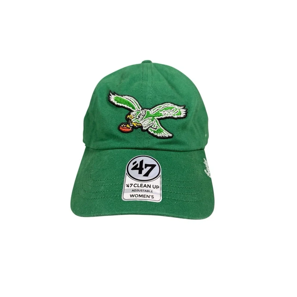 Philadelphia Eagles NFL '47 Brand Throwback Green Clean Up Adjustable Hat Womens